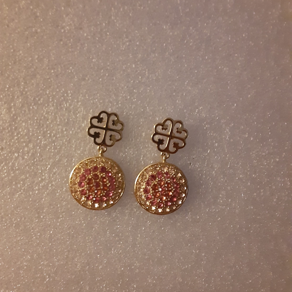 Chic Gold and Pink Drop Earrings